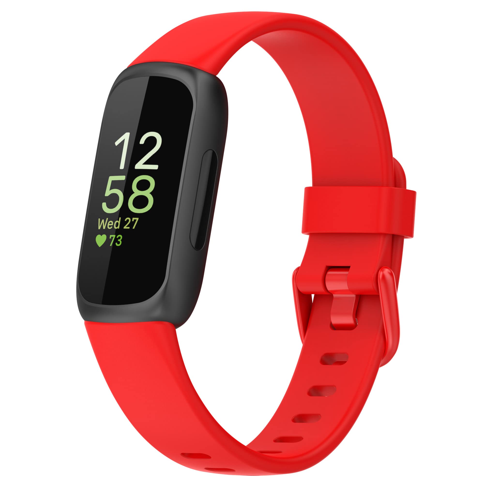BoLuo Smart Watch Strap for Fitbit Inspire 3, Soft Silicone Band, Red, Replacement Wrist Strap, Loop, Small (5.5inch-7.5inch)