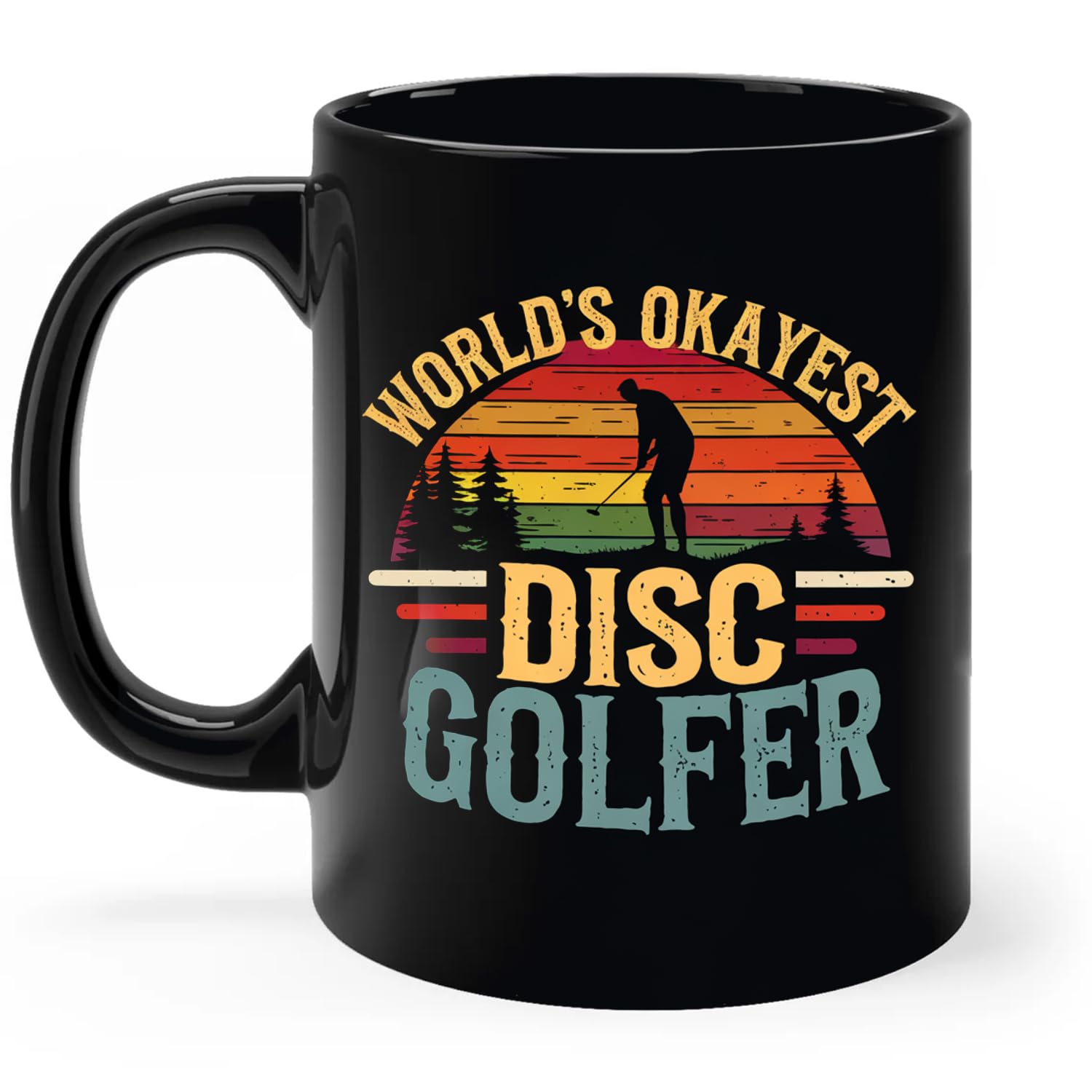 Solantrapod Mens Disc Golf Frisbee Dad Funny World's Okayest Disc Golfer Coffee Mug, Ceramic Mugs 11oz - 15oz