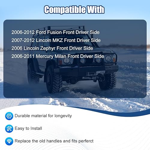 Miniatura 3 de NPAUTO Manija de puerta interior delantera izquierda para Ford Fusion 2006 2007 2008 2009 2010 2011 2012 Ford Fusion 2007-2012 Lincoln MKZ, 2006