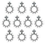 Paquete de diez anillos de rosario de década, anillos metálicos, cobre, tono plateado u dorado, gran regalo católico para primera comunión o confirmación, Metal, Sin piedras preciosas