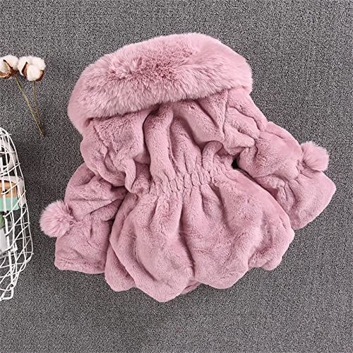 Moonker Girls Faux Leather Jacket with Fur Trim Toddler Long Sleeve Button Dress Coat Thick Fleece Lining Warm2