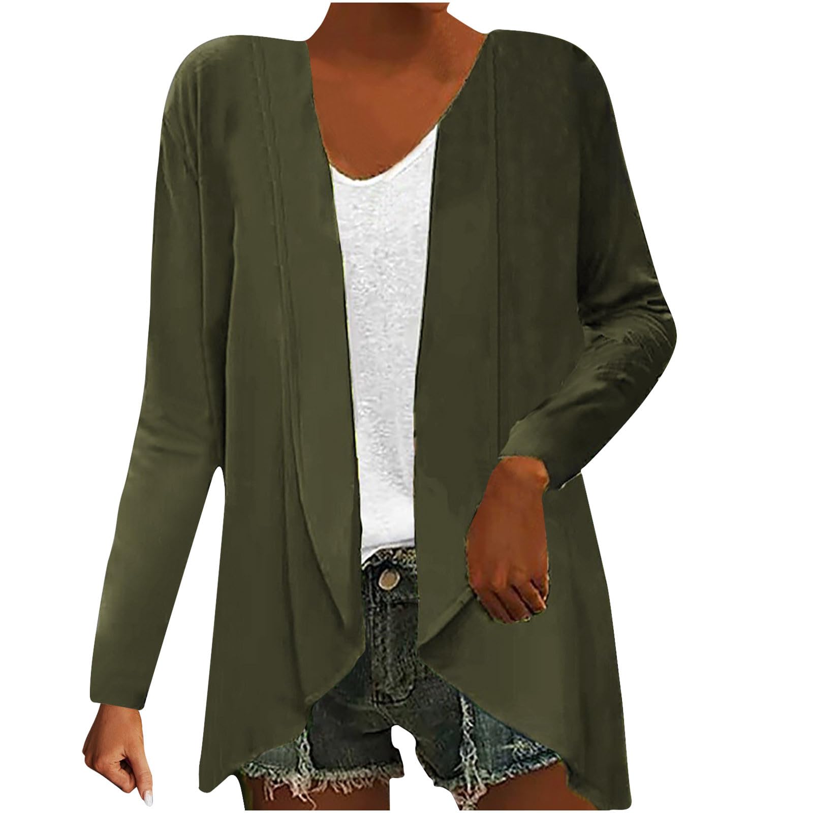 BZPIZ Women's 2023 Fall Winter Open Front Lightweight Business Casual Dressy Cardigan Sweater Long Sleeve Trendy Outerwear