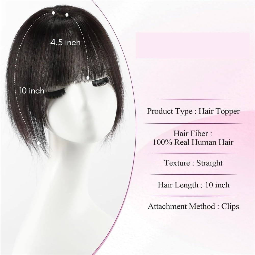 Körperpflege 10 Zoll Haarteile mit Pony, handgebundene Haarteile mit Spitzenbasis, Clip-In-Remy-Haare, Topper-Haarverlängerungen,Reddish Brown