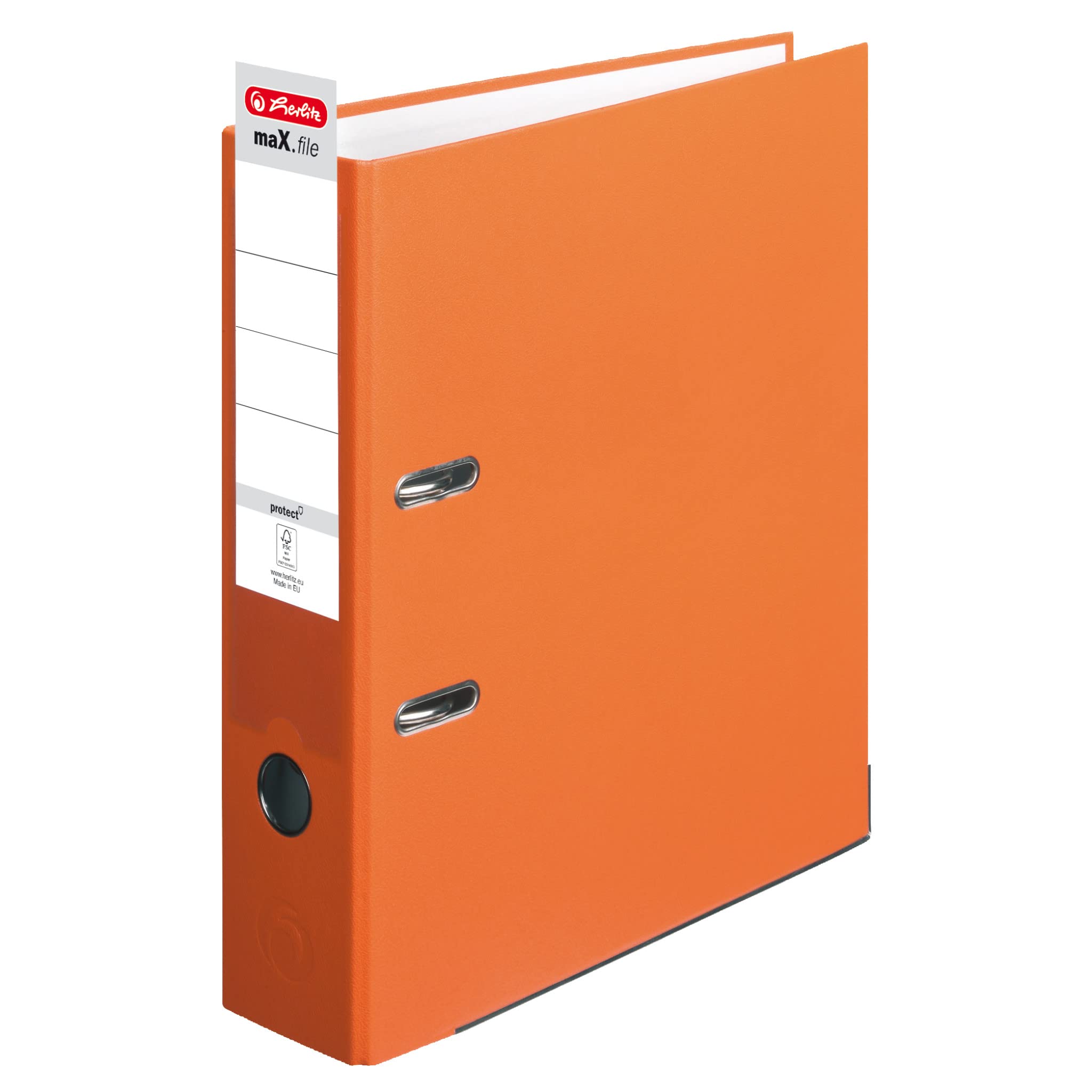 Herlitz maX.File Protect - Cartellina A4, 8 cm, con etichetta sul dorso, 20 pezzi, colore: arancione