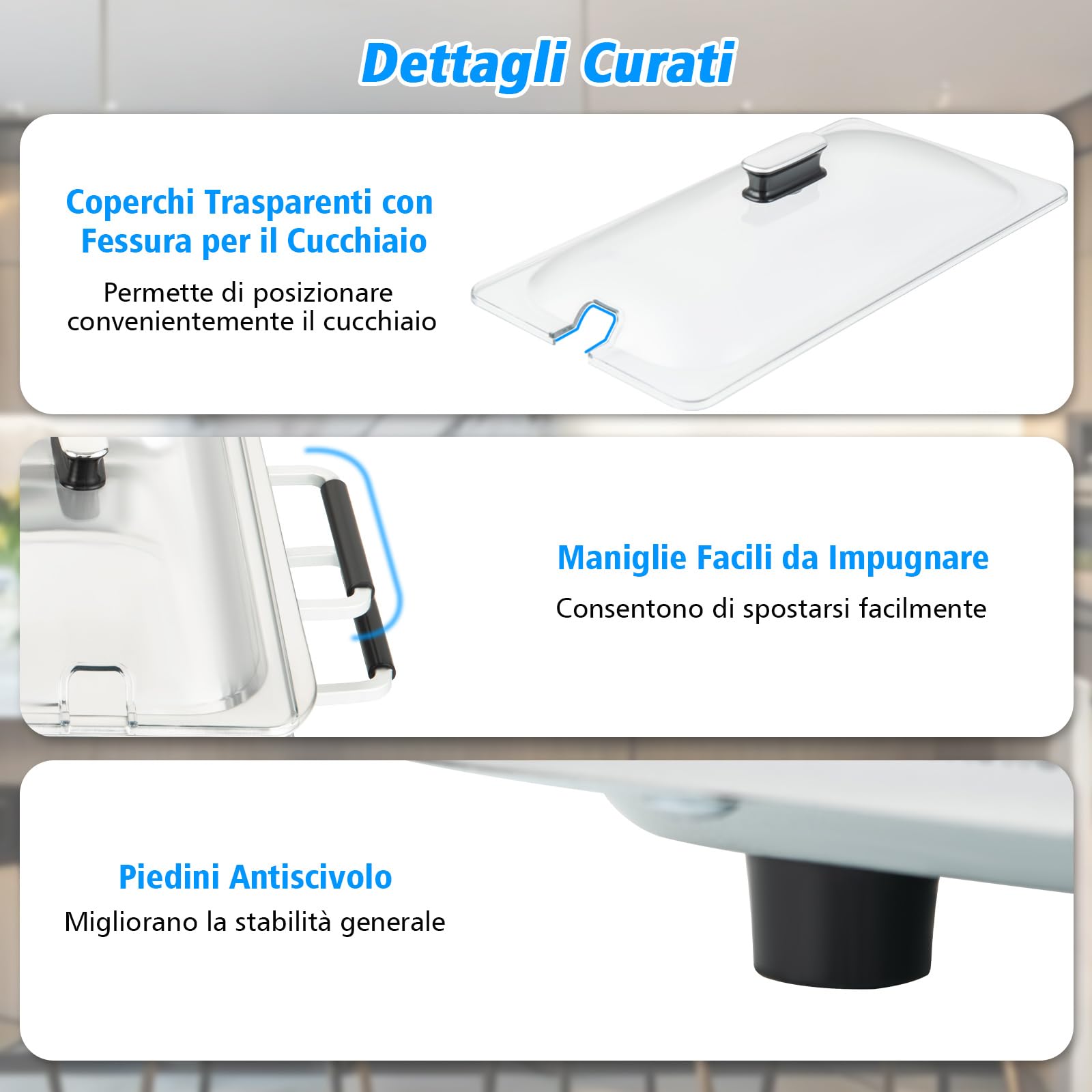 COSTWAY 9 L Scaldavivande Elettrico Portatile, 2 in 1 Vassoio Riscaldante Elettrico con Controllo della Temperatura, Scalda Vivande in Acciaio da 450W con 3 Vassoi, per Buffet Feste