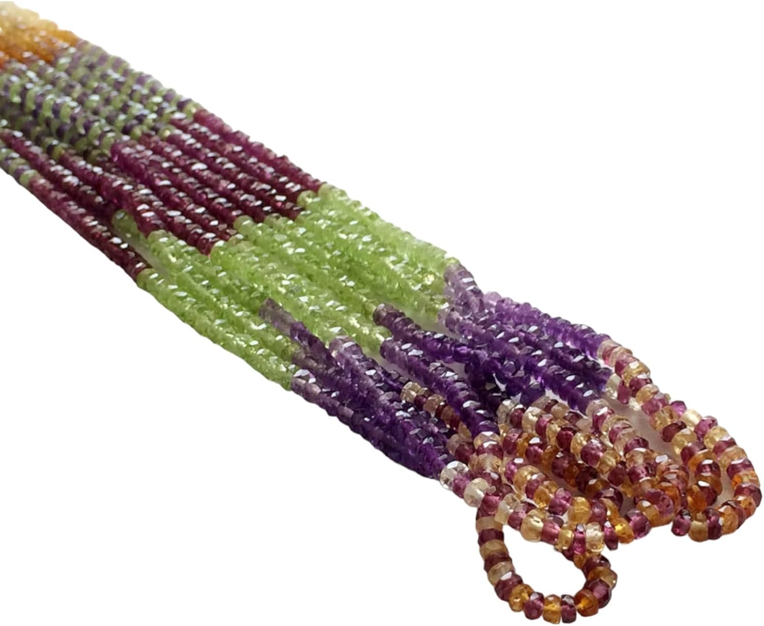 レディース 3-3.5 mm マルチジェムストーン ファセットロンデル、天然マルチジェムストーンビーズ、ネックレス用マルチジェムスト