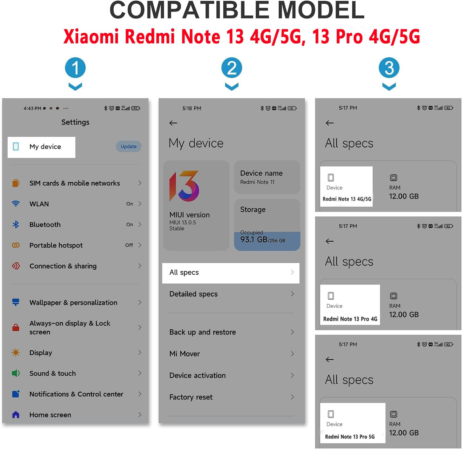 SPARIN Verre Trempé Pour Xiaomi Redmi Note 13 et Note 13 Pro 4G/5G (PAS Pro+) 6,67 Pouces, 3 Pièces Protection écran sans Bulles, 2.5D Vitre Protecteur, HD