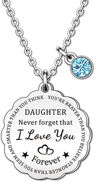HULALA Charm Daughter Necklace Jewellery From Mum Dad Never Forget I Love You Forever