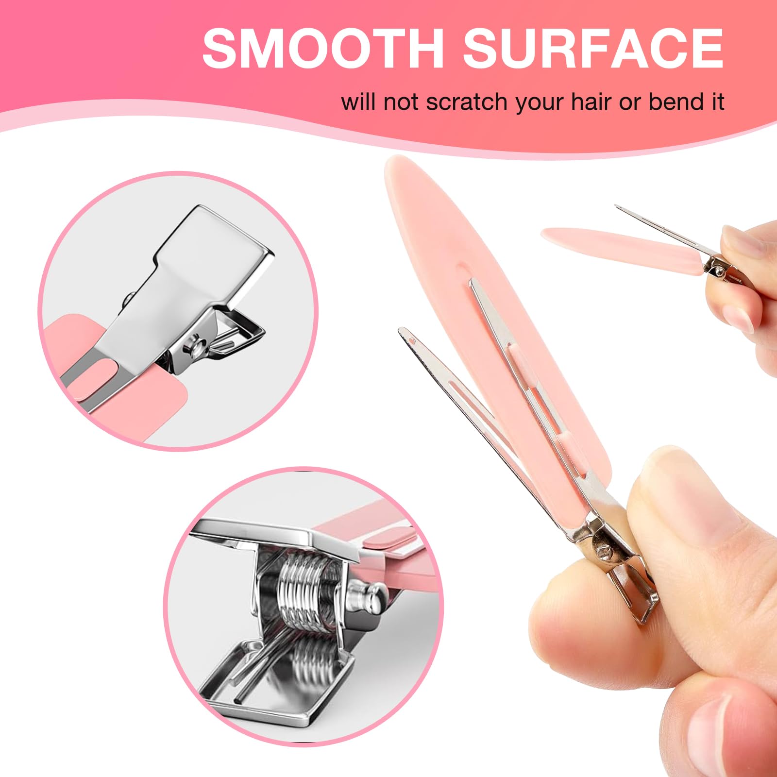 40 Pcs Hair Clips Women Styling, Alligator Metal Hair Clips, Hair Pin Curl Rollers Clips, 34 Pcs 3.5"Duckbill Sectioning Hair Clips and 6 Pcs 2.3"No Crease Clips - 5