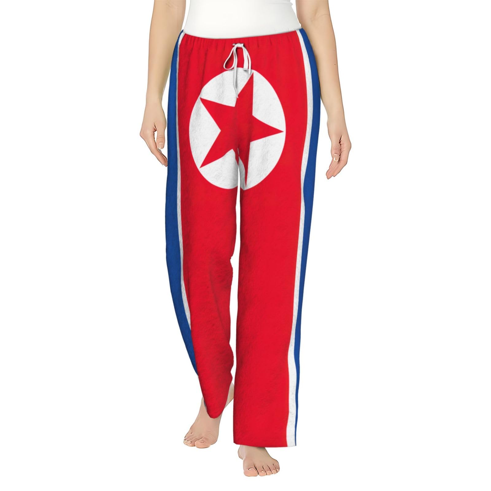Damen-Schlafanzughose mit koreanischer Flagge, Flanell, warm, bequem, für Urlaub, Weihnachten
