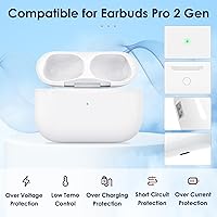 Vista 2 de Funda de carga compatible con AirPods Pro 1ª/2ª, 660 mAh, funda de carga inalámbrica de repuesto para Air Pod Pro 1 y 2 generación con botón