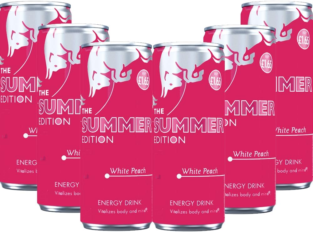 Energy Drink Summer Edition White Peach Flavour Drink Cans 250ml (6 x Cans)