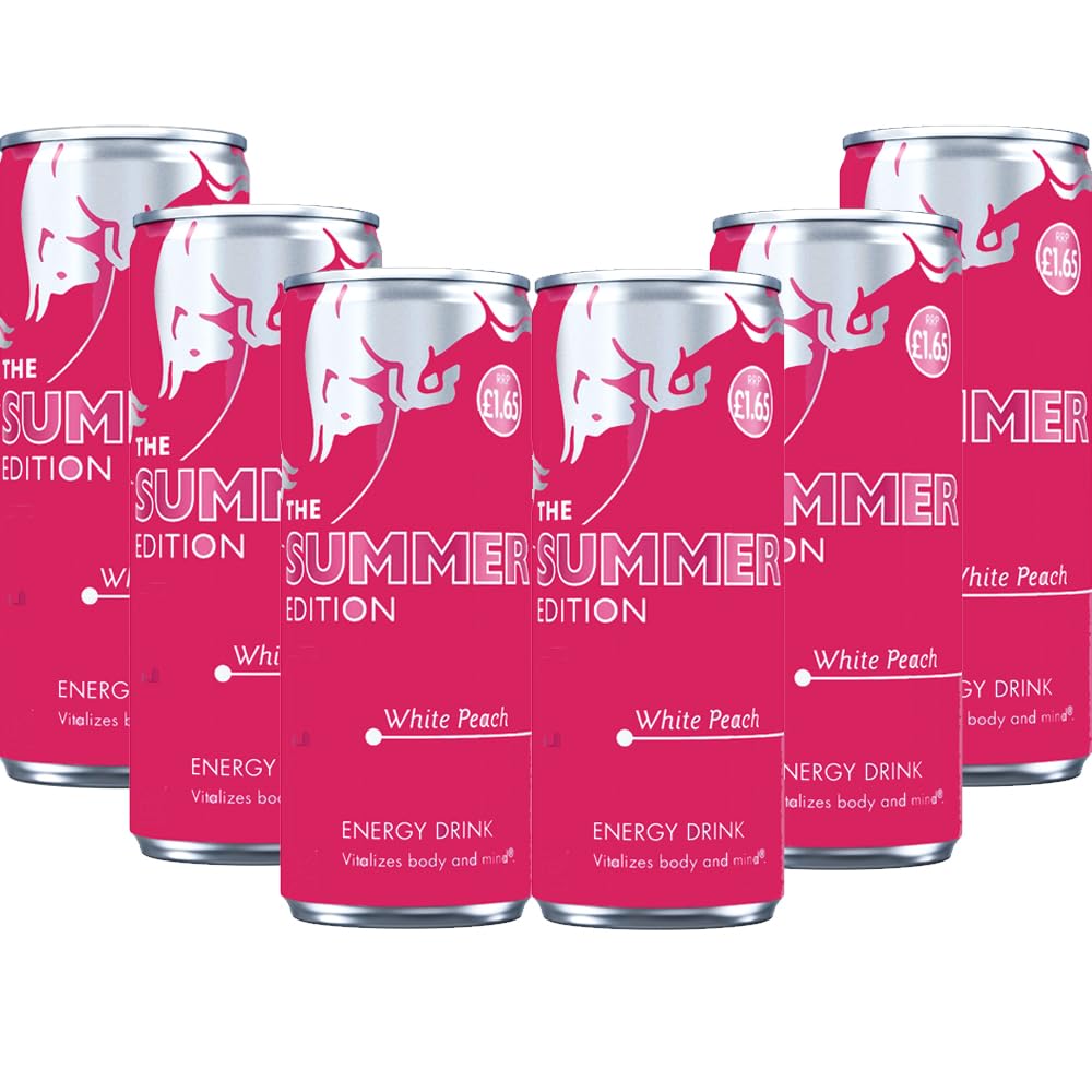 Energy Drink Summer Edition White Peach Flavour Drink Cans 250ml (6 x Cans)