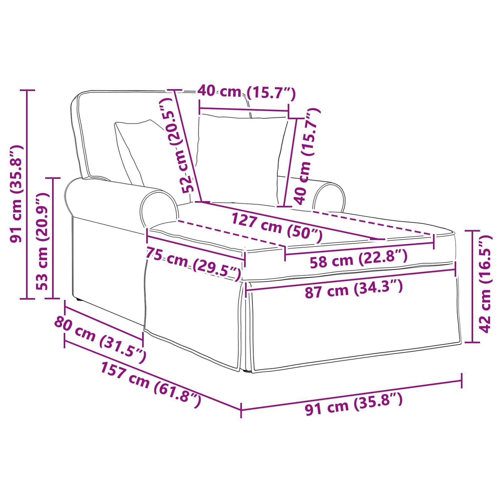 Chaise Lounge con gonna e 2 cuscini, in tessuto blu, 91 x 157 x 91 cm, imbottita, con braccioli e schienale, ergonomica, imbottita, per soggiorno, camera da letto, ufficio, rilassarsi, leggere