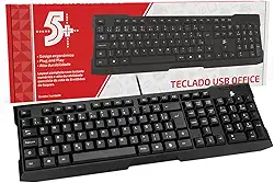 Teclado USB Basico Office Ergonomico preto - 5+ 015-0041