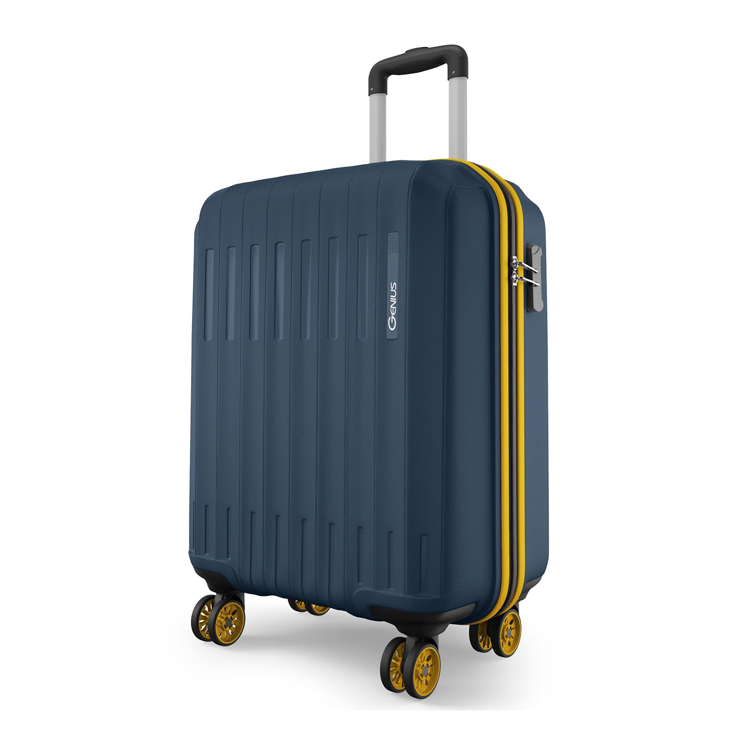 Safari Cabin Genius Alley 55cm Trolley Bag Hard Case Polypropylene, 4 Spinner Wheels, 360 Degree Wheeling Carry on Luggage, Travel Bag, Suitcase for Travel, Trolley Bags for Travel, Navy