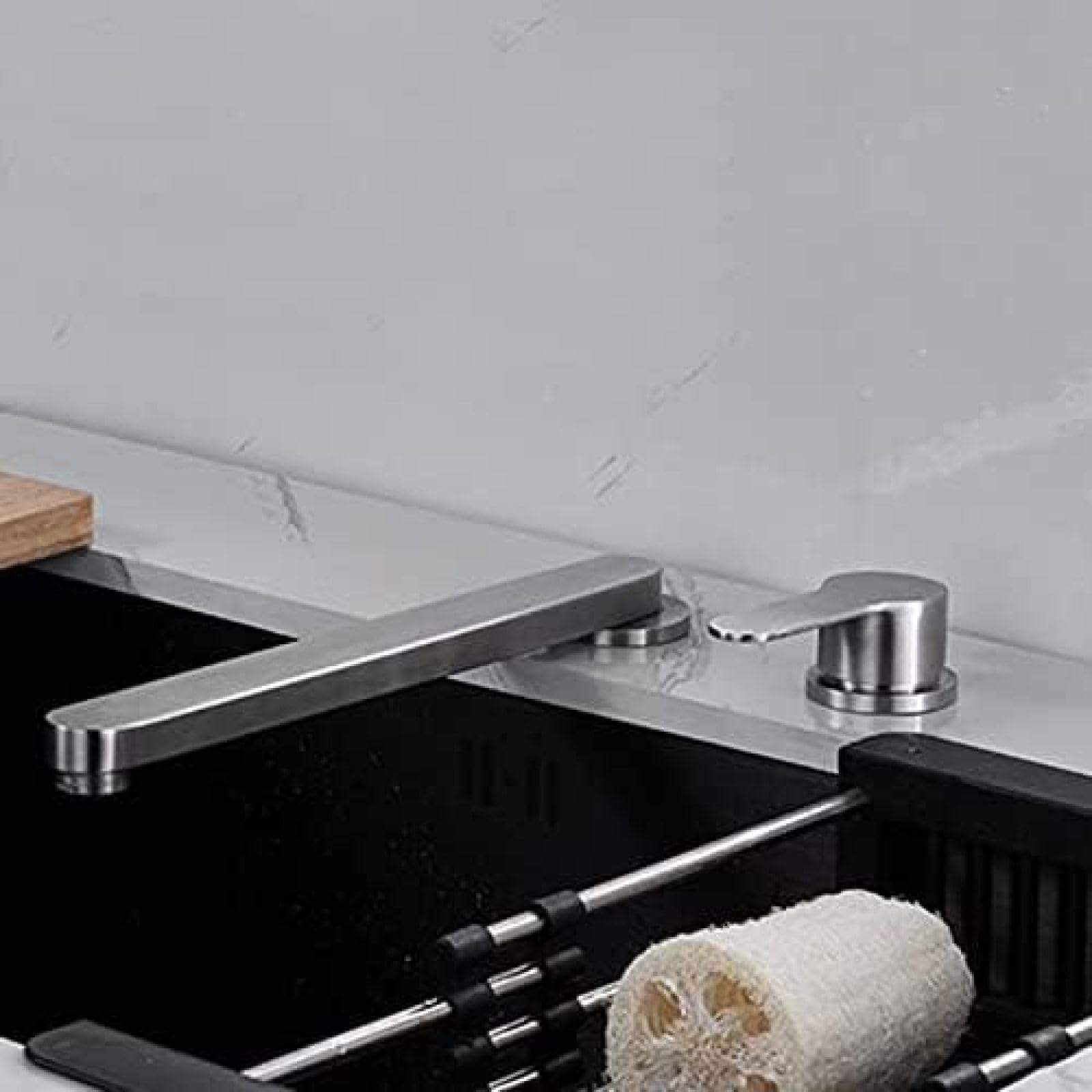 Kitchen Mixer Tap Folding Inside Window Stainless Steel Hot And Cold Can Be Placed Flat Rotating Kitchen Sink Taps Wire Drawing - View #9