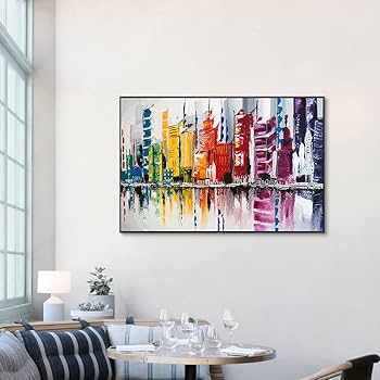 絵画　油絵　インテリア　現代アート　モダンアート　北米 Amazon.co.jp: アートパネル 油絵 シティポスター絵画 自然風景