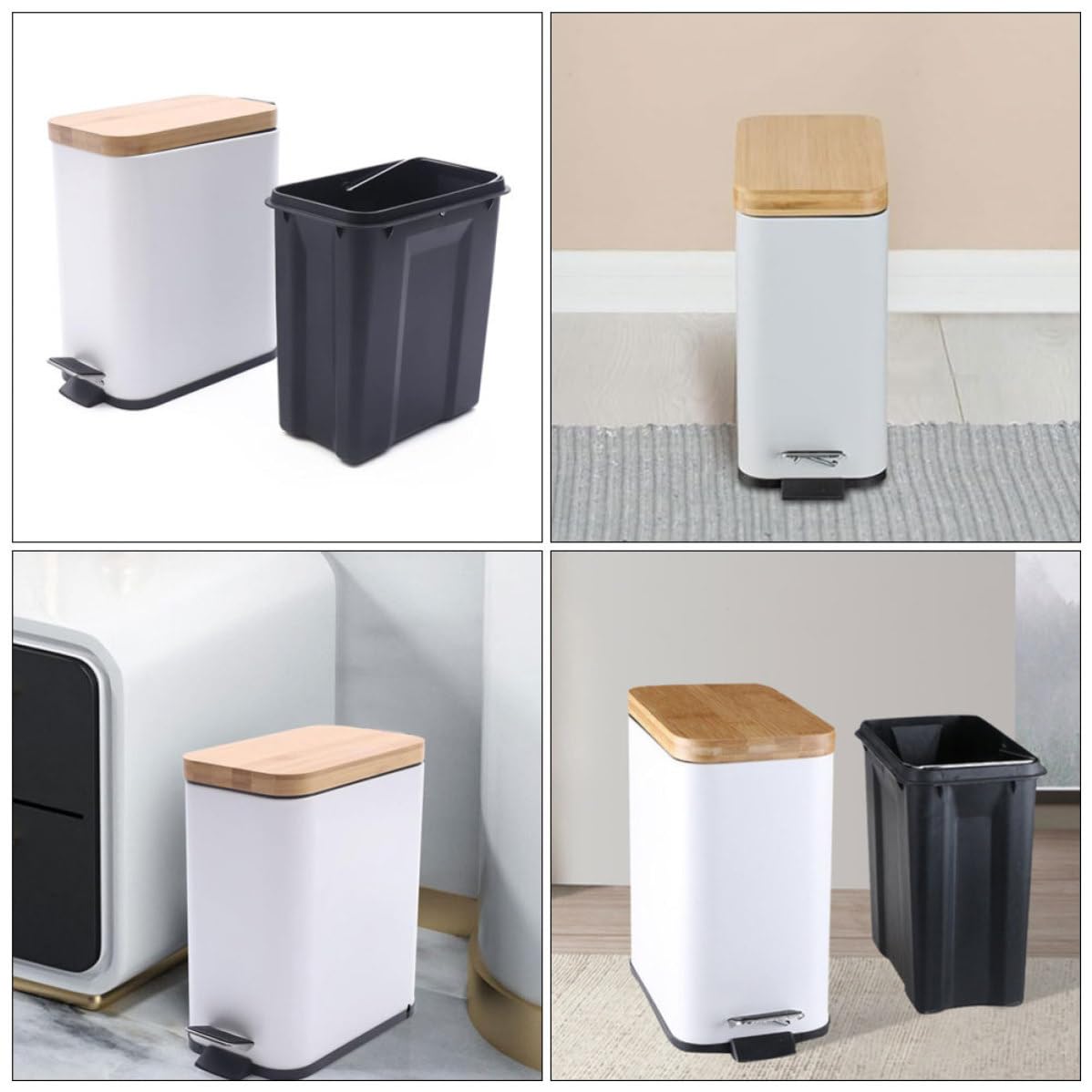Cubo de Basura Delgado de 5 Litros con Pedal y Tapa Blanco