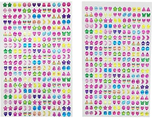 816 Pairs 8 Sheet Sticker Earrings, HYHP Girls Stick on Earrings 3D Gem Stickers Crystal Stickers Ear Rings Stickers (Assorted Patterns)