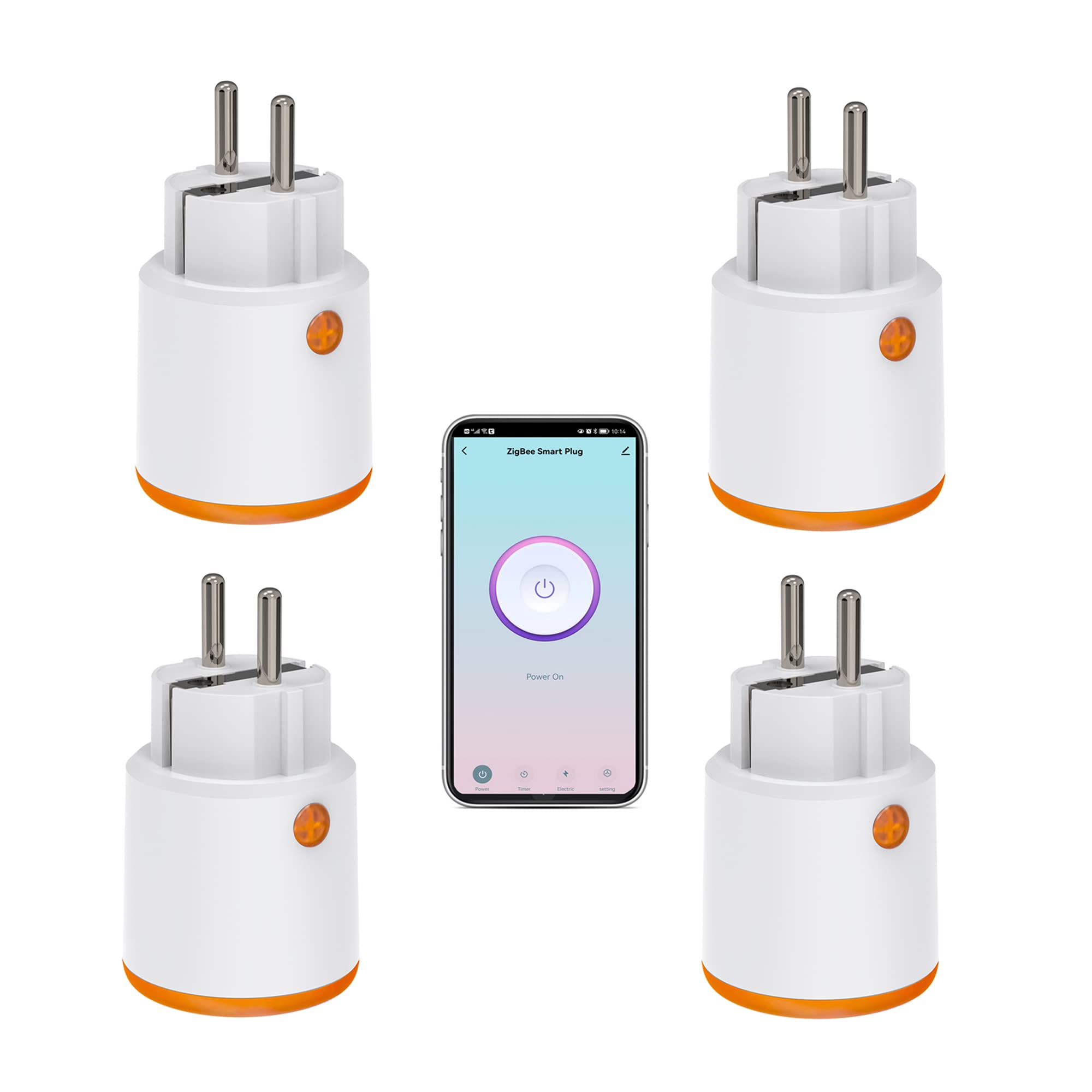 Zigbee - Spina di alimentazione con funzione Smart, funzione di misurazione e timer, controllo tramite App Tuya notificazioni push compatibile con Alexa e Google Home (confezione da 4)