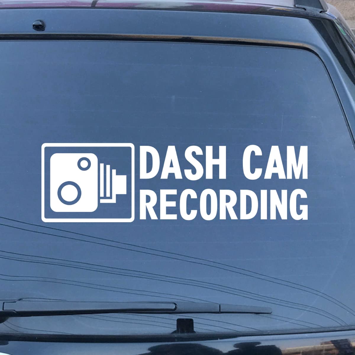 Dash Cam Recording in Car Camera Decal Sticker Vinyl for Car Boat Laptop Choose Size Color (12'' x 3.6" (30.5cm x 9.1cm), White)