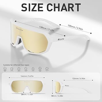 SCVCN Polarized Cycling Glasses UV400 Protection Sports Sunglasses Men Women For MTB Biking Goggles Riding BMX Fishing Running Golf Driving Football Softball and other outdoor sports 508