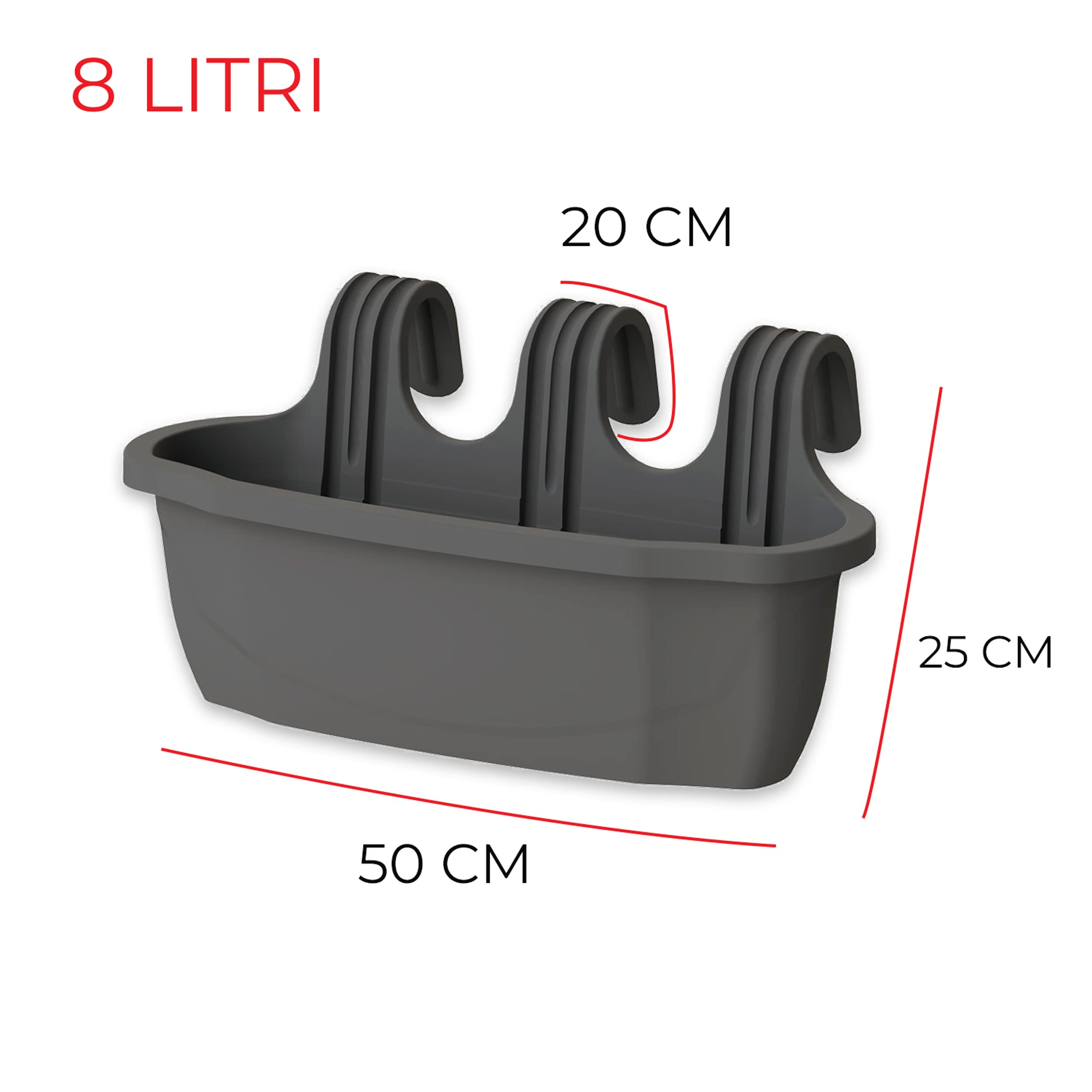 Fioriere Da Balcone VASO FIORIERA DA Balcone Ringhiera Balconiera Piccolo Con Separ&egrave; Fioriera Da Ringhiera