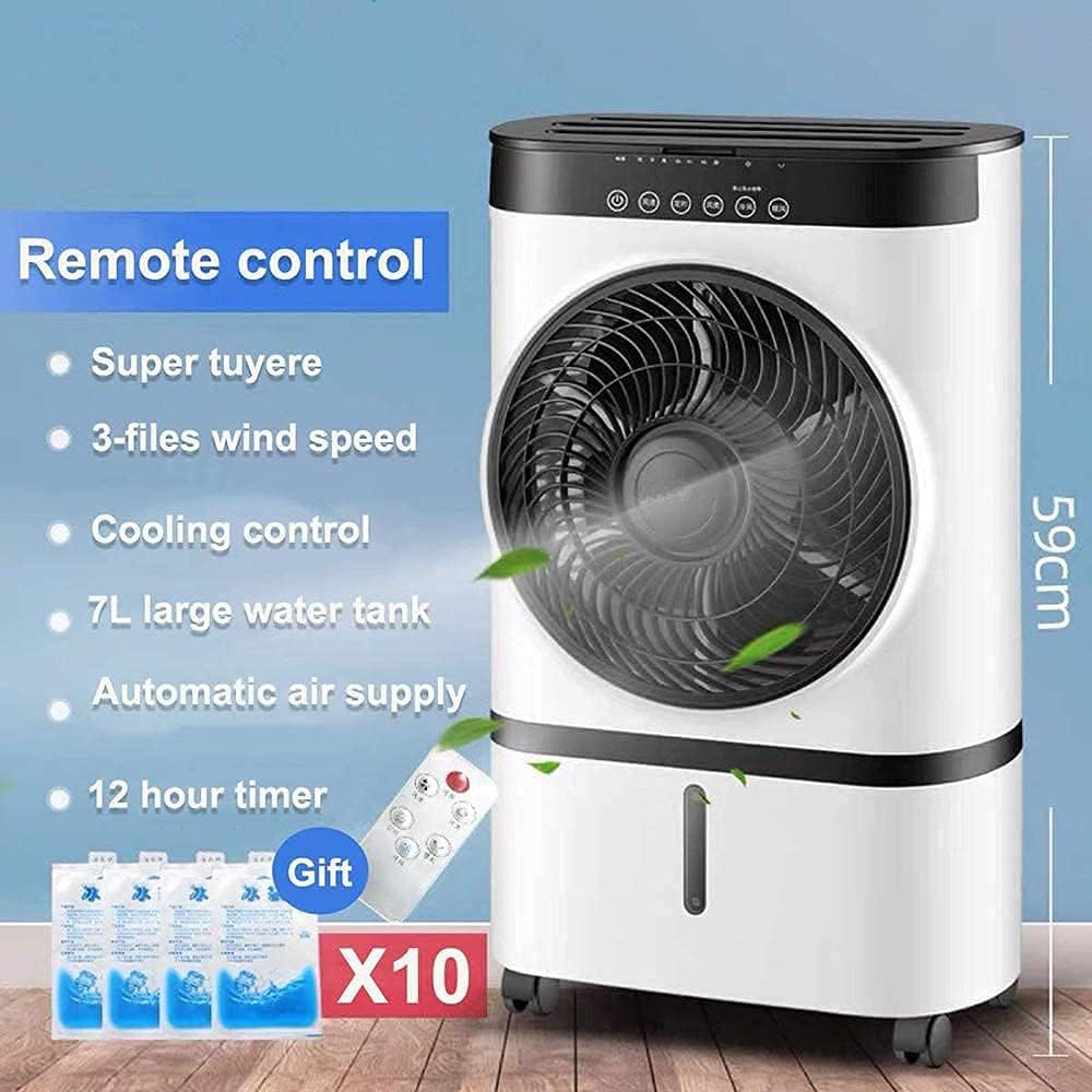 Air Cooler for Home Office Evaporative Coolers Portable Air Conditioner 220V 7L Water Tank Mute Air Humidifier Cooler Timer Remote Control Mobile Air Conditioner Cooling Fan
