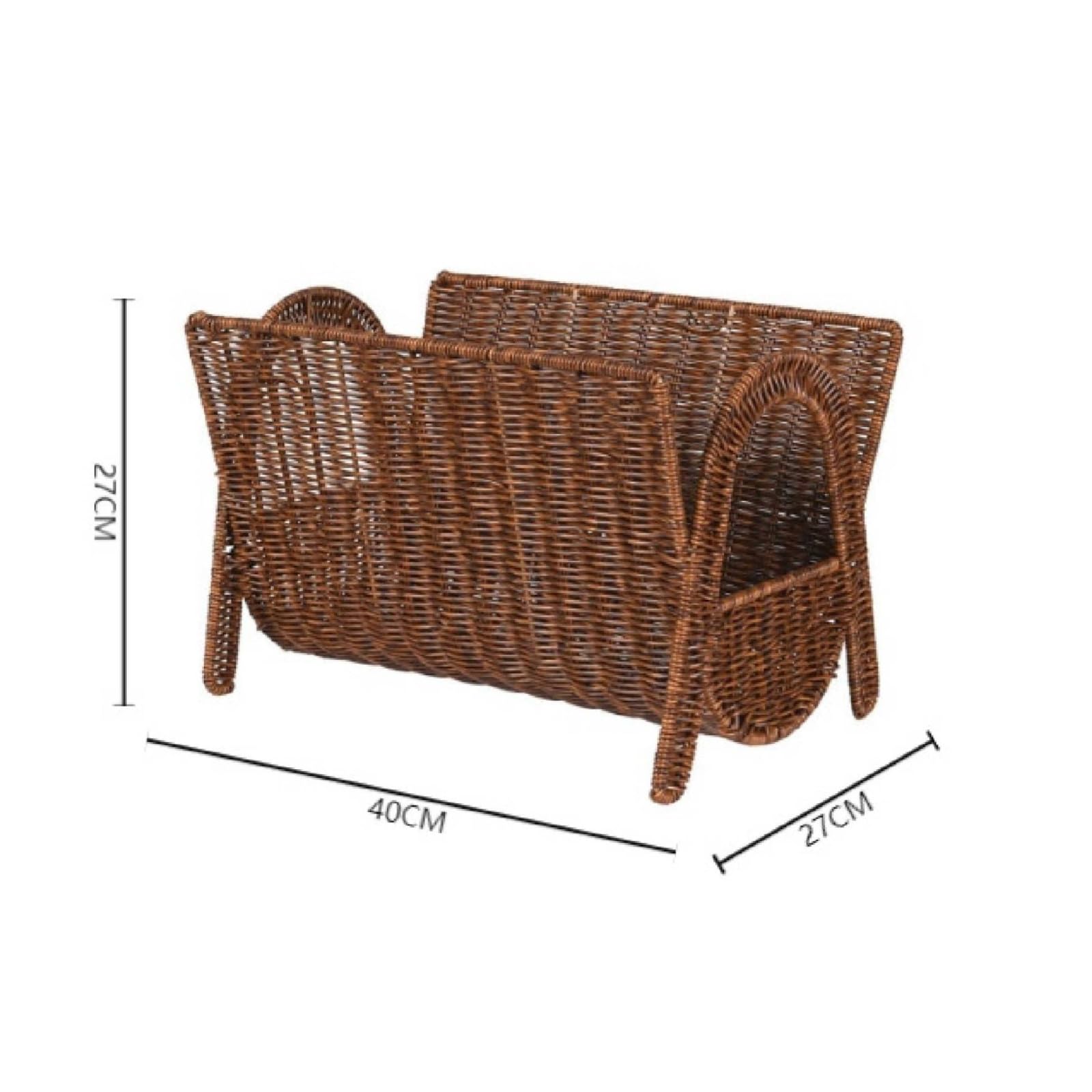 Panier de Rangement Tressé Panier Corbeille Porte-revues Support Magazine Texture Rotin Chaleureuse avec Poignées Latérales et Quatre Pieds Rangement Ordonné Adapté au Lecture Bureau