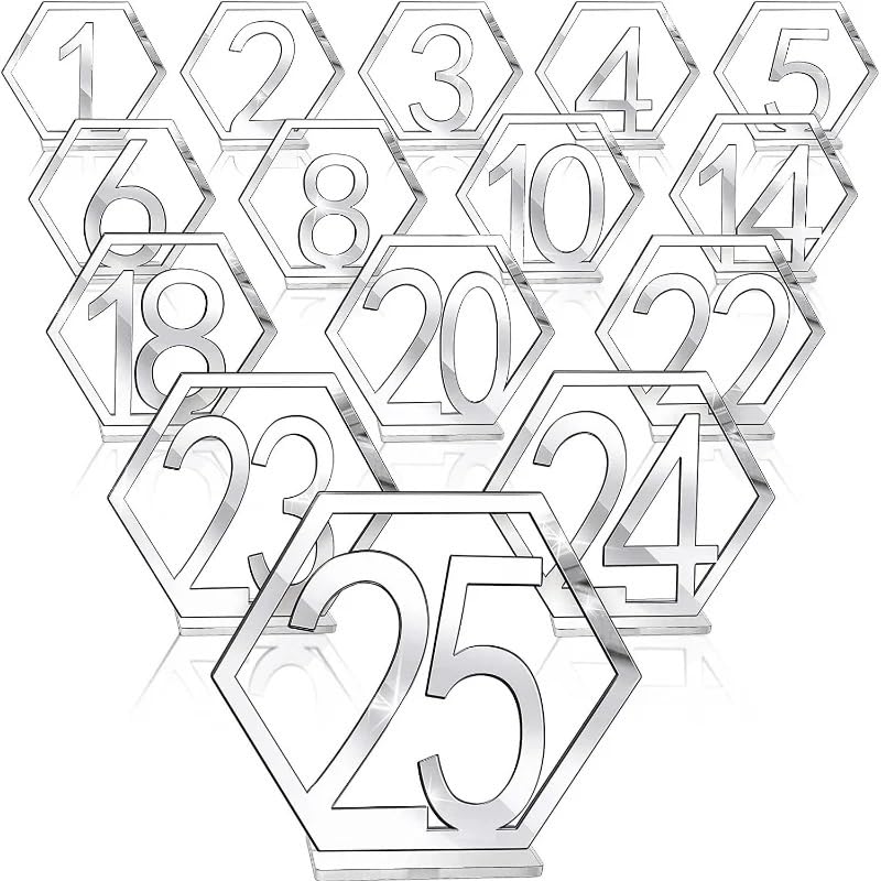 uchwyty na numery stolików, 10 szt. kartek na stół weselny, sześciokątna pusta karta z numerem miejsca, miejsce w lustrze, przyjęcie urodzinowe(Gold,Number31 40)