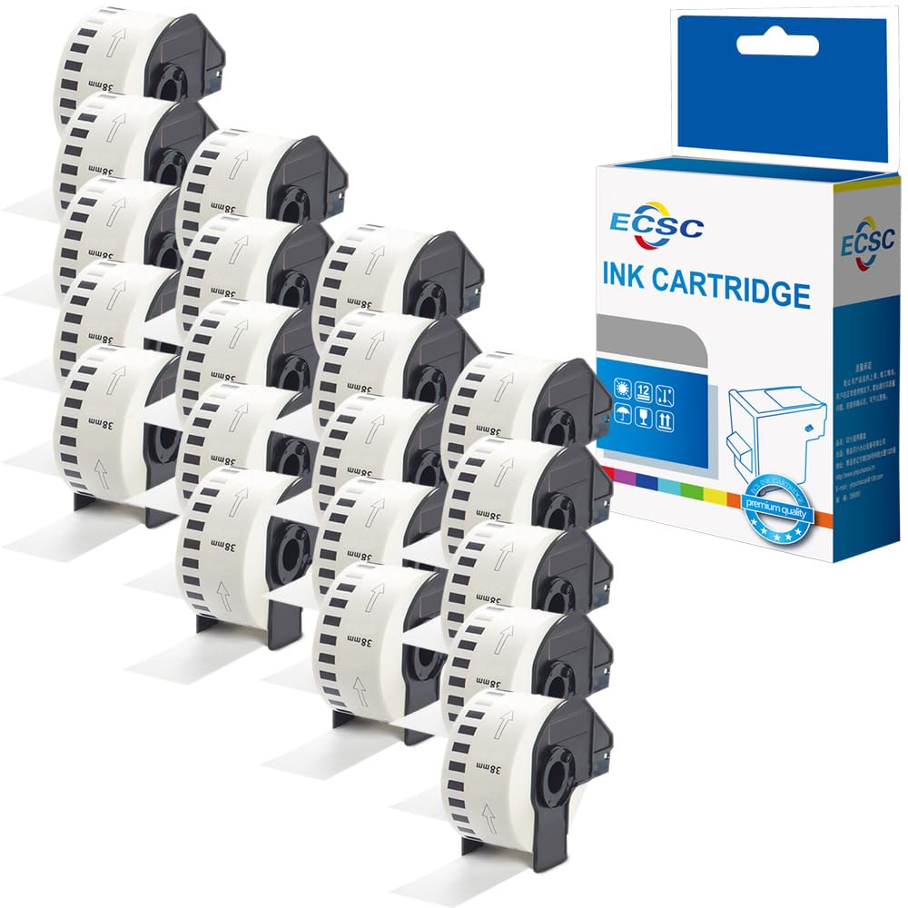 ECSC Compatible Label Roll Replacement for Brother QL-1100, QL-1110NWB QL-500 QL-500A QL-500BS QL-500BW QL-800 QL-810W QL-820NWB (White, 20-Pack)
