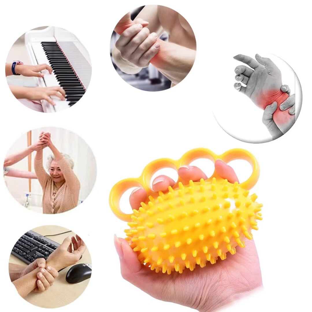 Balle d'exercice pour la main - Pour soulager le stress - Pour améliorer la flexibilité, soulager les doigts et le poignet, pour la rééducation, l'arthrite, le canal carpien