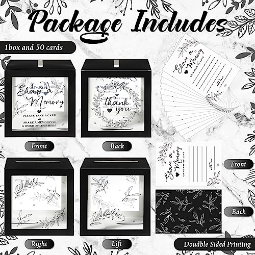 Image of Pajean 50 Pcs Greenery Share a Memory Card for Celebration of Life Cards Box with Clear Windows Memory Box for Funeral Wedding Birthday Graduation Bridal Shower Guest Card Ideas(Clear,Black)