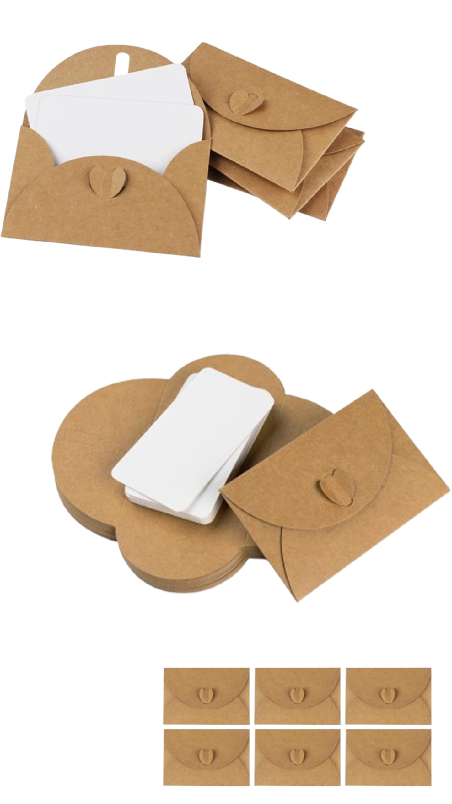 Sweet seven25 Mini Kraft Envelopes with Heart Closure - DIY Gift & Thank You Cards