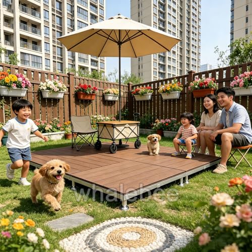 Dalles de terrasse WPC 84x84cm marron avec hauteur réglable - 8