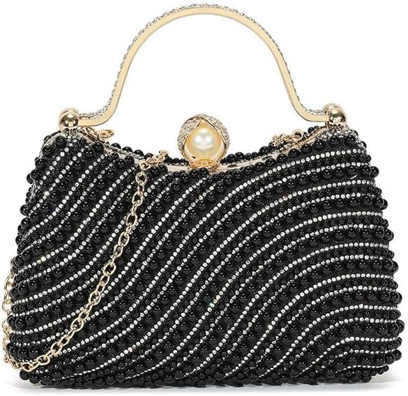 Girly HandBags Womens Beaded Diamante Clutch Bag