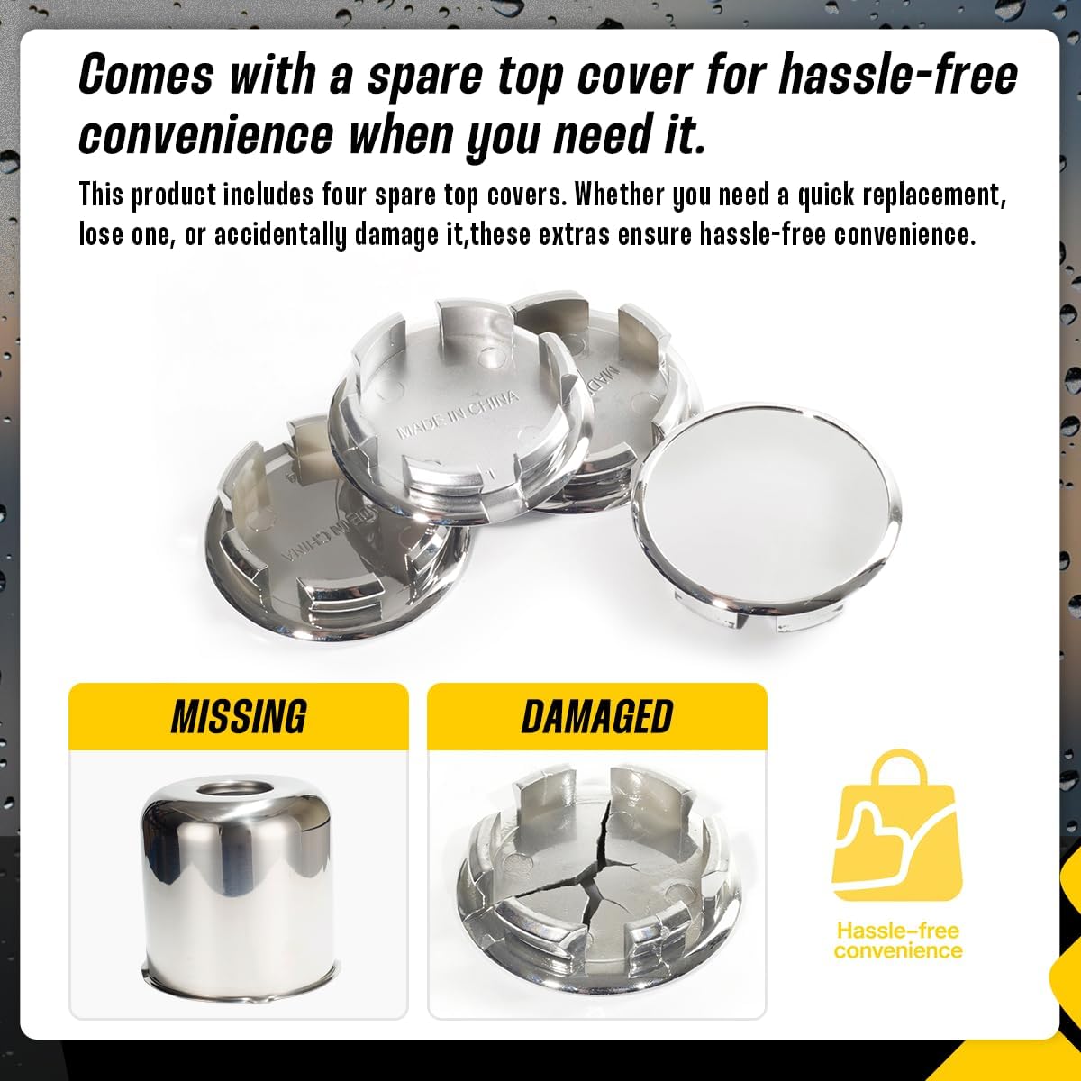 5.15 Inch Stainless Trailer Wheel Center Cap Kit - 4 Chrome Push Through Center Caps with 4 Replacement Open End Plus Plug Center Caps for Truck SUV Rv