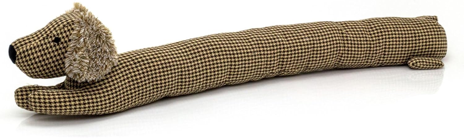 Herringbone Dachshund Draught Excluder | Fabric Sausage Dog Draft Excluder Animal Door Draught Excluder | Draught Excluder for Doors Door Draught Cushion - Brown