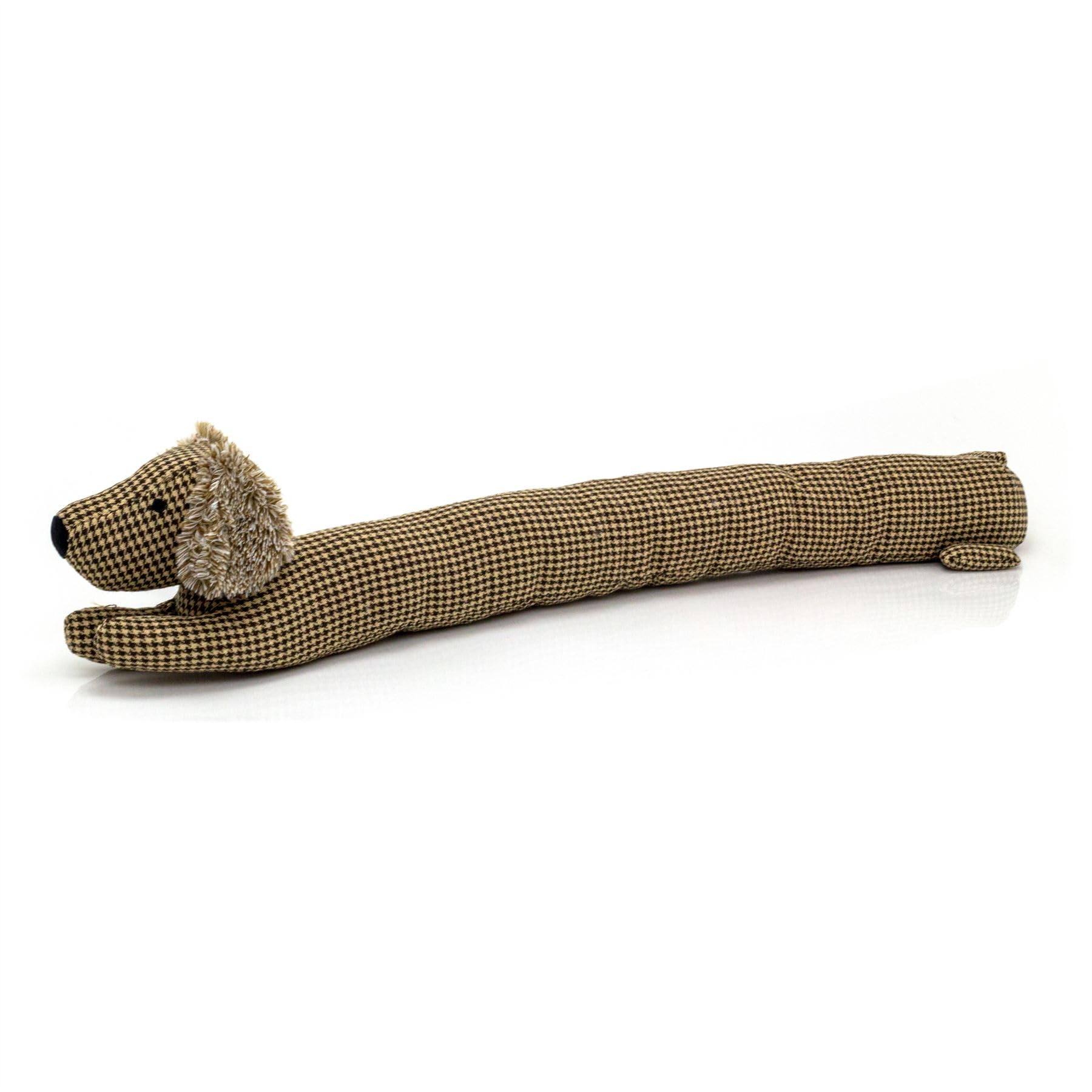 Carousel Home Brown Herringbone Dachshund Draught Excluder | Fabric Sausage Dog Draft Excluder Animal Door Draught Excluder | Draught Excluder For Doors Door Draught Cushion