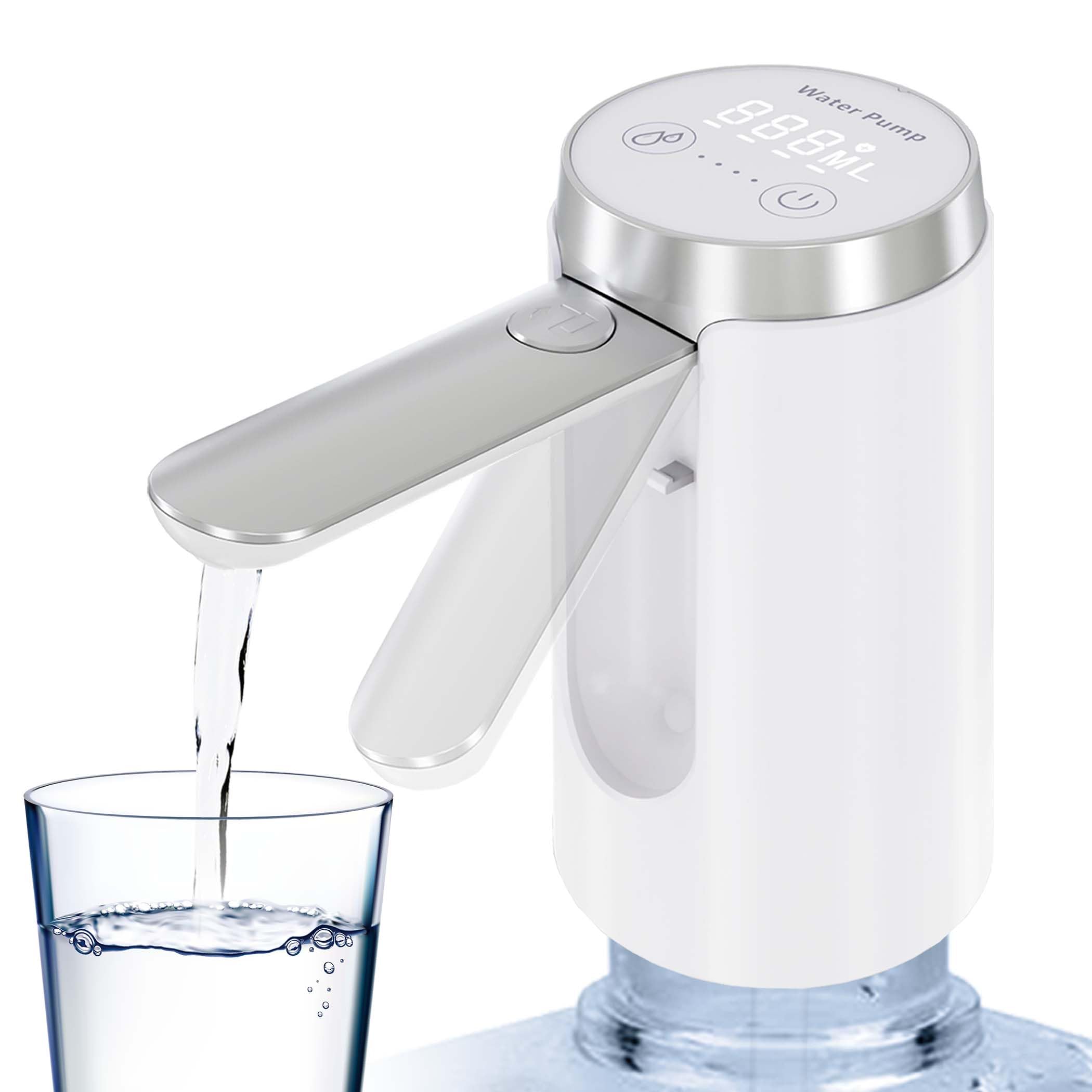 Dispensador de agua para botella de 5 galones, pantalla LED inteligente, bomba de agua recargable, boquilla de agua plegable de la