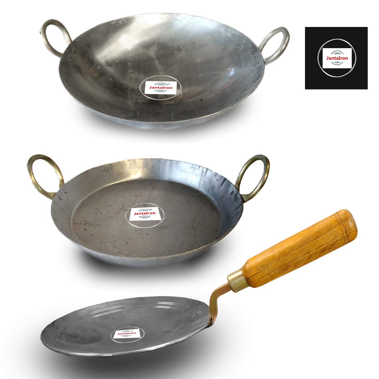 Buy JantaIron Traditional Pure Indian Chapati Tawa with Wooden Handle
