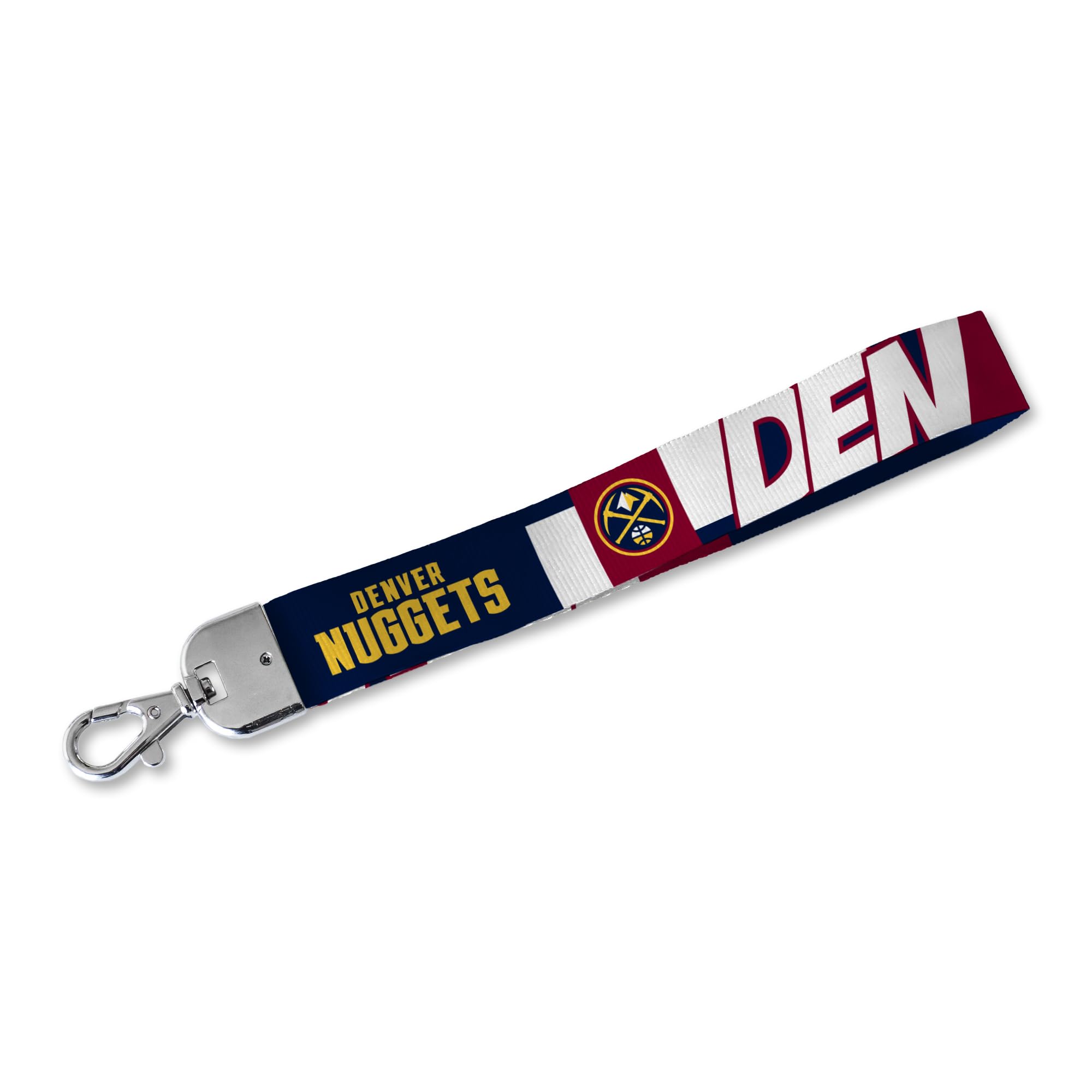 Rico Industries NBA Basketball Denver Nuggets Wrist Lanyard Key Chain, Cute Wristlet Strap Keychain Holder for Women Men Car Keys ID Badges Card Wallet Phone Camera