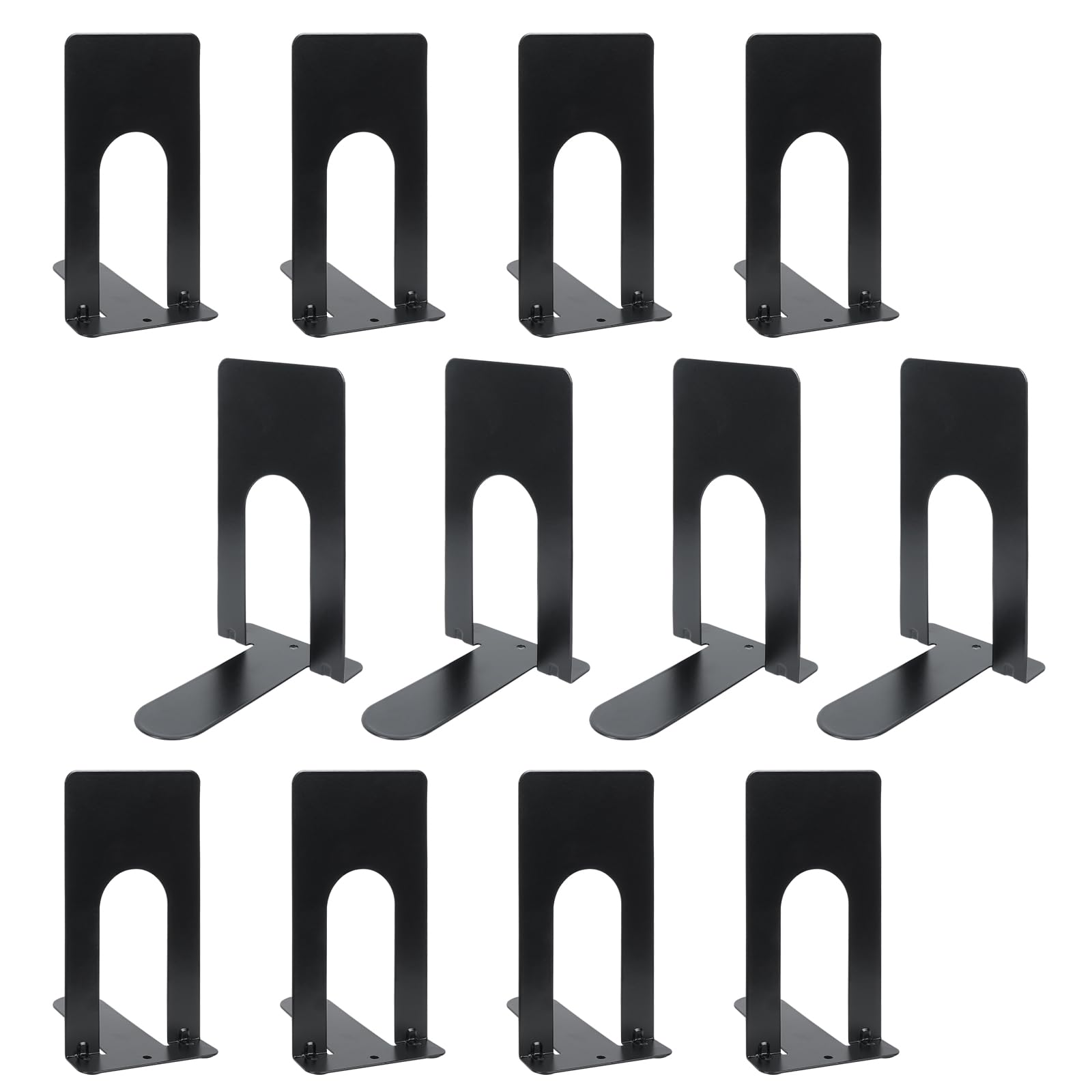 HASUDEI 6 Pares Sujetalibros Estanteria Negro Sujeta Libros Estanteria de Metal de Alta Resistencia Sujeta Libros para Escuela,Biblioteca, Hogar, Oficina, Sujetalibros Antideslizante(7 * 10 * 13)