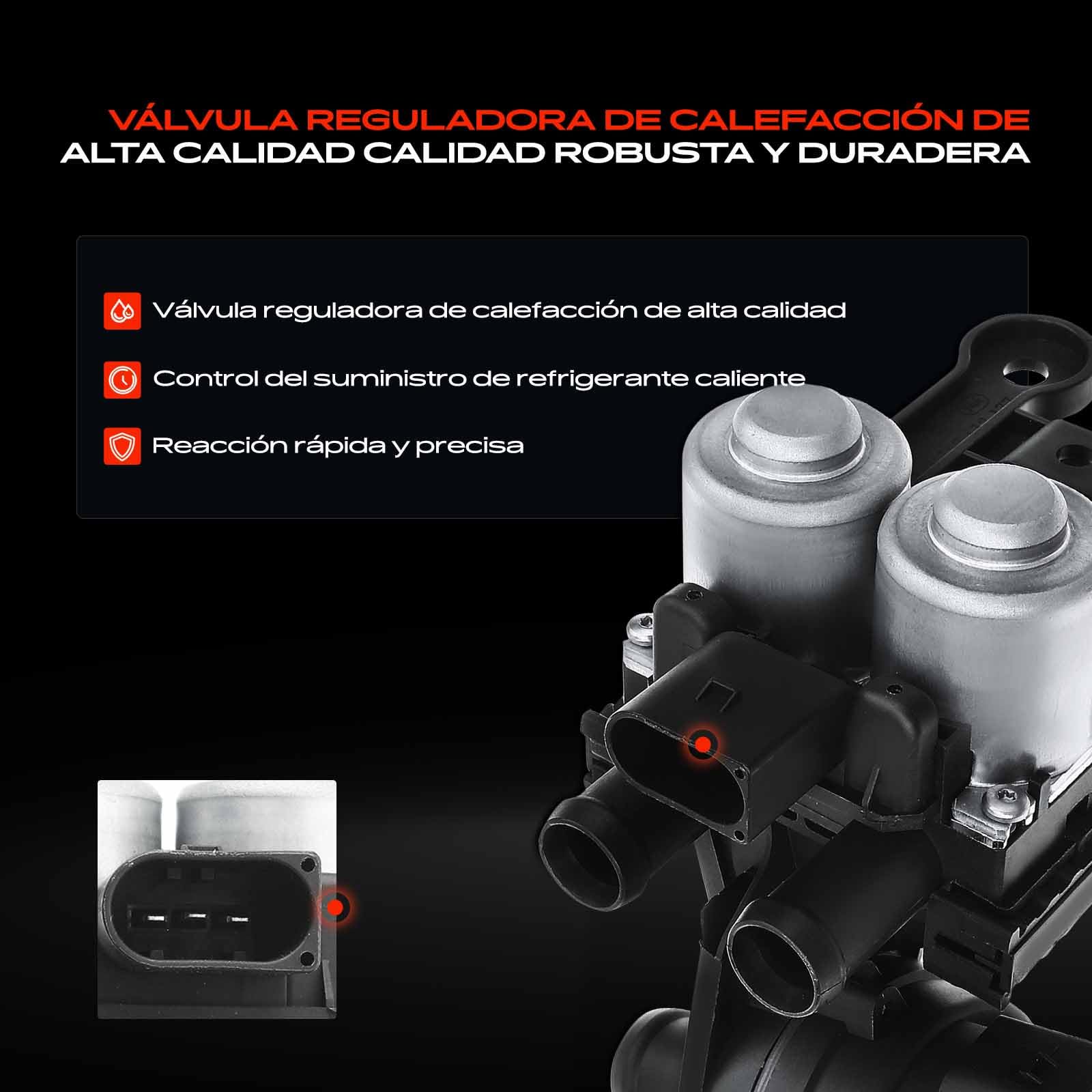 Frankberg Válvula reguladora de refrigerante Válvula de calefacción Compatible con A6 Avant 4F5 3.0L A6 Avant 4F5 2.7L A6 Avant 4F5 2.0L A6 4F2 2.0L A6 4F2 2.4L Replace# 4F1959617B