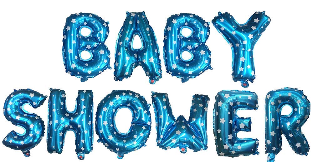 Heartbeat 10 Letters-Blue Print Baby Shower Full Size Foil Balloon Set Pack, New Born Baby Boy,New Born Baby Foil Balloon,Decoration Balloon,Reusable