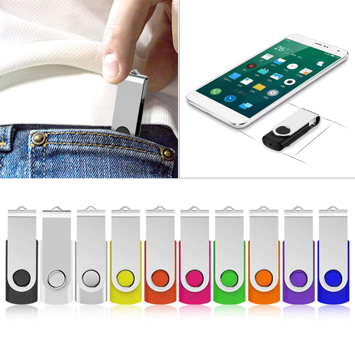 TEWENE - 5 pezzi Chiavetta di memoria Ruota, USB 2.0 ad alta velocità (32 GB, Confezione Da 10)