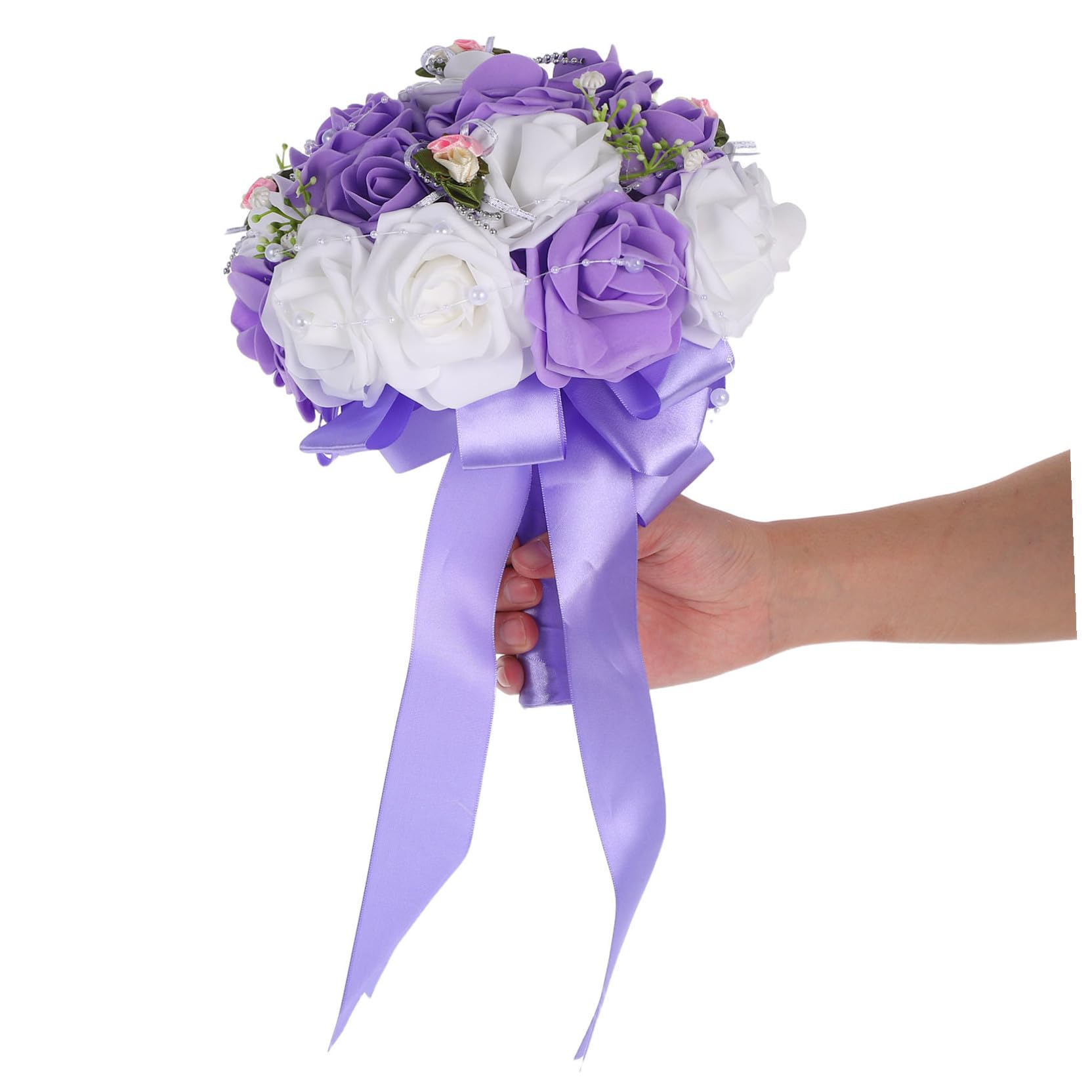 ifundom Brautstrauß Aus Kunstpflanzen Brautblumen Für Hochzeiten Blumenstrauß Für Braut Handblumen Aus Pe Violette Farbe Naturgetreue Dekoration Für Wohnzimmer Und Büro