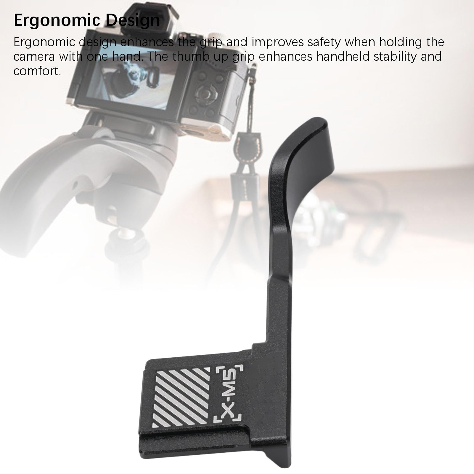 Lazmin112 Uchwyt na Kciuk, Ergonomiczny Uchwyt ze Stopu Aluminium z podkładką silikonową do Aparatu XM5, Antypoślizgowa Podstawka na Kciuk z gorącą stopką Akcesoria Fotograficzne (BLACK)