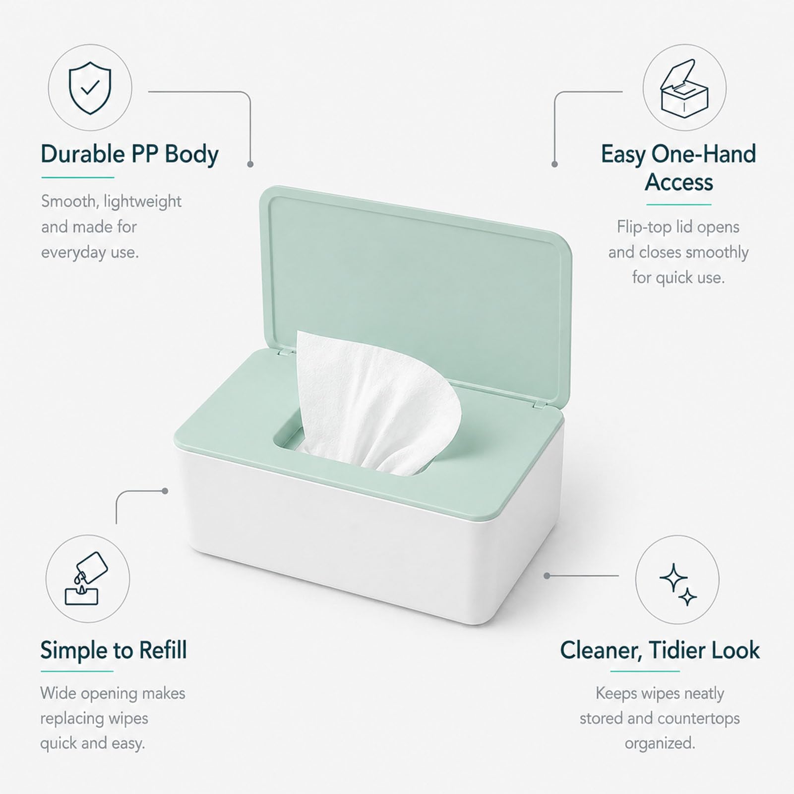 Porta Scatola Per Salviette Porta Scatola Dispenser Scatola Per Salviettine Scatola Porta Salviette Umidificate Può Essere Utilizzato Per La Carta Di Stoccaggio, Salviette, Verde Bianco